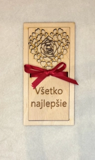 Drevená obálka Všetko najlepšie